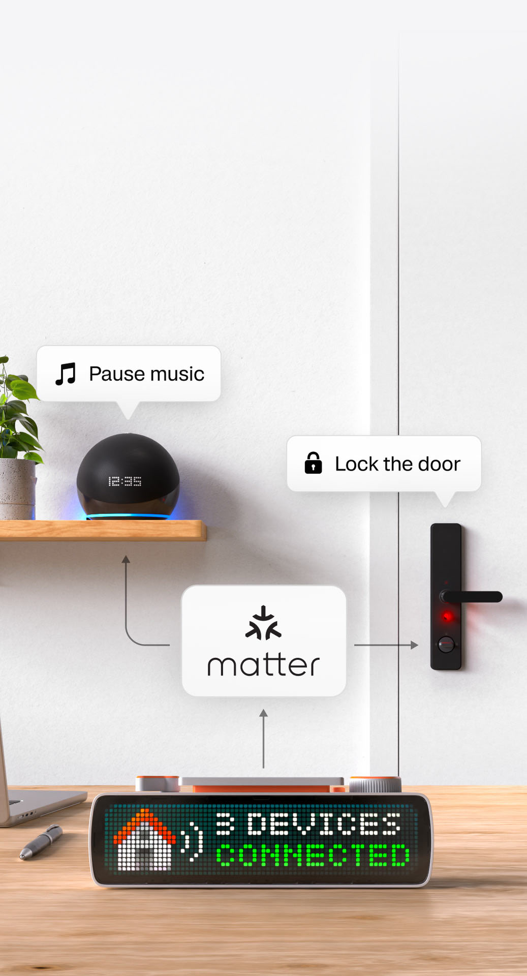 BUSY Bar supports Matter®, a modern smart home protocol that connects to Apple Home and Google Home.